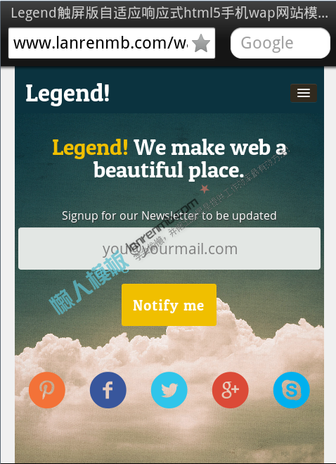 Legend触屏版自适应响应式html5手机wap网站模板下载