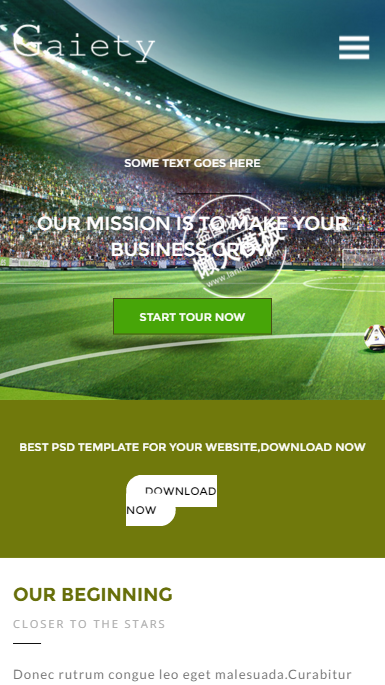 绿茵场下的足球比赛触屏版自适应手机wap网站模板源码下载