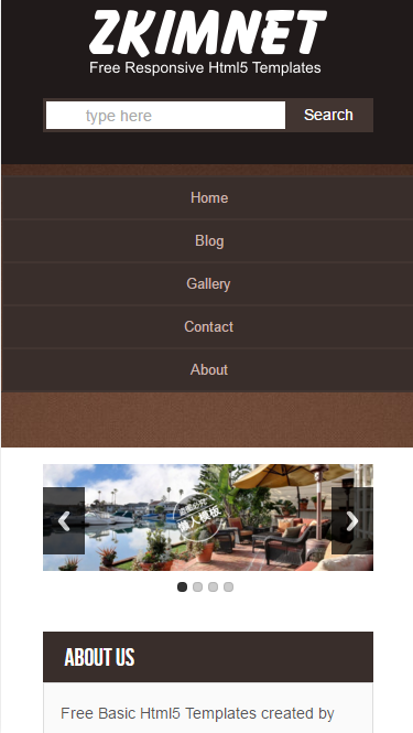 棕色背景湖光美景触屏版自适应html5手机wap网站模板源码下载
