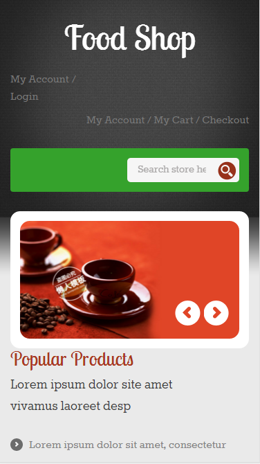 咖啡食品店触屏版自适应html5手机wap网站模板源码下载