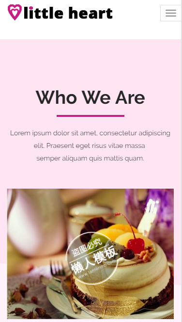 粉色美食蛋糕制作触屏版自适应html5手机wap网站模板源码下载