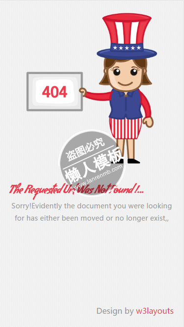 美国国旗服404错误触屏版自适应html5手机wap网站模板源码下载