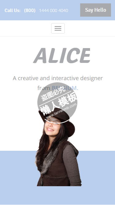 Alice个人简历网站触屏版自适应html5手机wap网站模板源码下载