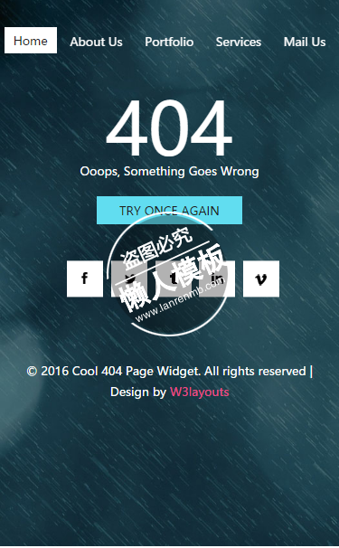 Cool 404错误页面触屏版自适应html5手机wap网站模板源码下载