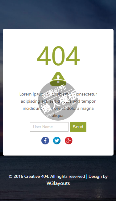 Creative 404页面触屏版自适应html5手机wap网站模板源码下载