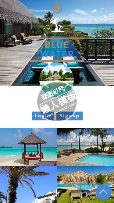 Blue Water Hotel触屏版html5手机wap餐饮酒店网站模板下载