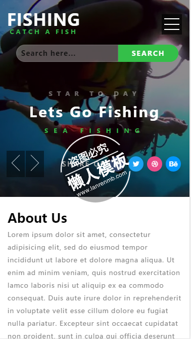 Fishing美丽的海中鱼触屏版html5手机wap宠物网站模板下载