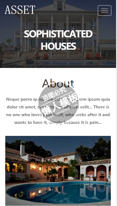 Asset古典欧美风格房屋触屏版html5手机wap房地产网站模板下载