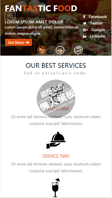Fantastic Food最优质的服务html5手机wap餐饮酒店网站模板下载