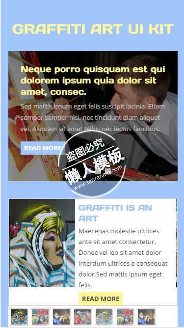 Graffiti音乐绘画艺术触屏版html5手机UI套件网站模板源码下载