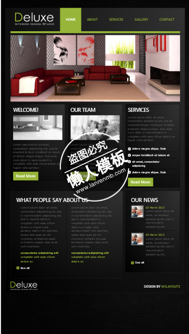 Deluxe黑色风格html5手机wap家居设计家具网站模板免费下载