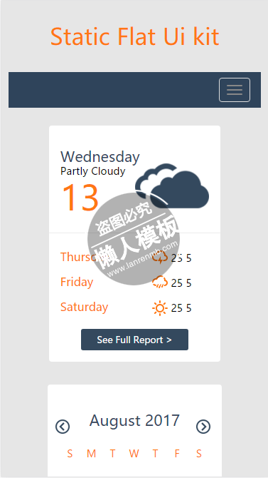 Static Flat天气日历触屏版html5手机UI套件网站模板源码下载