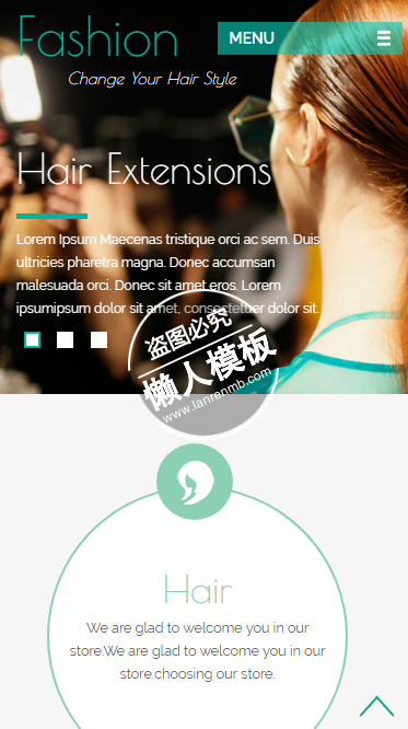 Fashion Hair流行发型html5手机美容美发女性网站模板免费下载