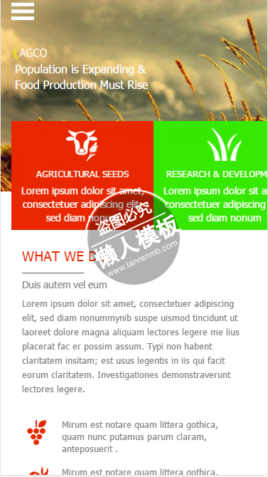 金色麦子健康水果html5手机wap生态农业企业网站模板免费下载