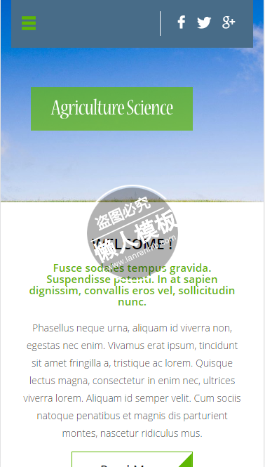 Agriculture science html5手机生态农业企业网站模板免费下载