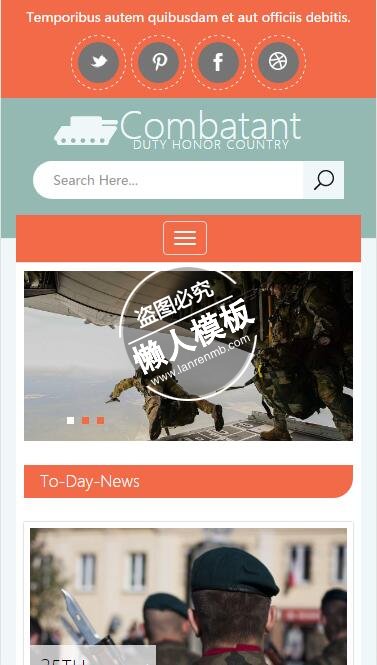 Combatant军事演练新闻html5手机wap社交网站模板免费下载