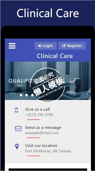 Clinical Care黑色风格html5手机wap医院网站模板免费下载