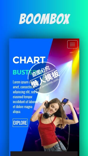 Boombox绚丽彩色html5手机wap在线音乐网站模板免费下载