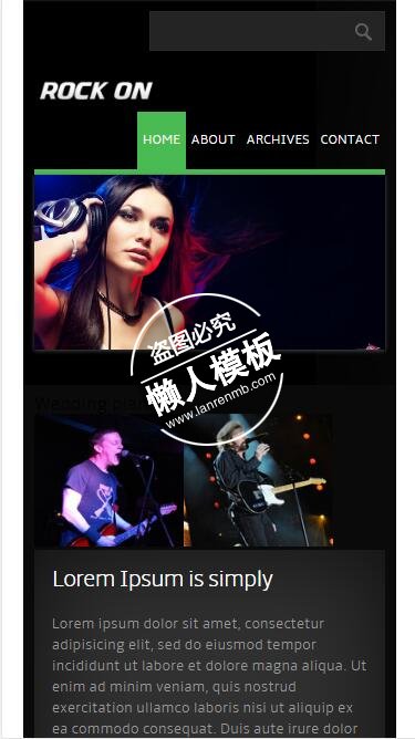 Rock-On摇滚乐队html5手机wap在线音乐网站模板免费下载