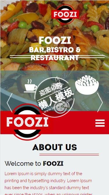 Foozi美食预约触屏版html5手机wap餐饮酒店网站模板下载