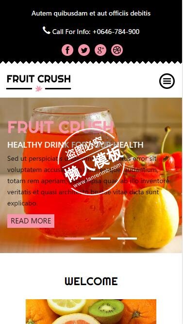 Fruit Crush水果餐厅触屏版html5手机wap餐饮酒店网站模板下载