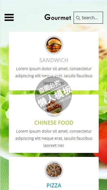 Gourmet各国特色食物触屏版html5手机wap餐饮酒店网站模板下载