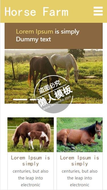 Horse Farm马匹农场触屏版html5手机wap宠物网站模板下载