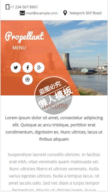 Propellant橙色风格单页html5工业企业制品手机wap网站模板下载