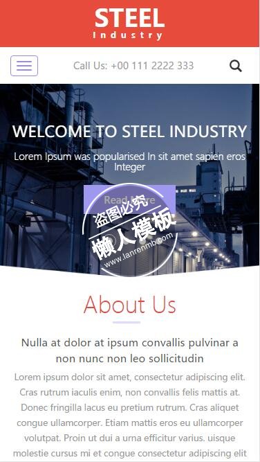 Steel优秀工业团队html5工业企业制品手机wap网站模板下载