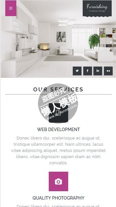 Furnishing白色明亮设计html5家居设计家具手机网站模板免费下载