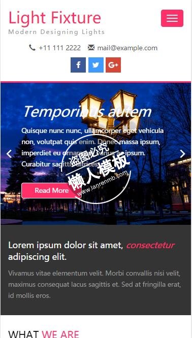 Light Fixture华丽灯具html5家居设计家具手机网站模板免费下载
