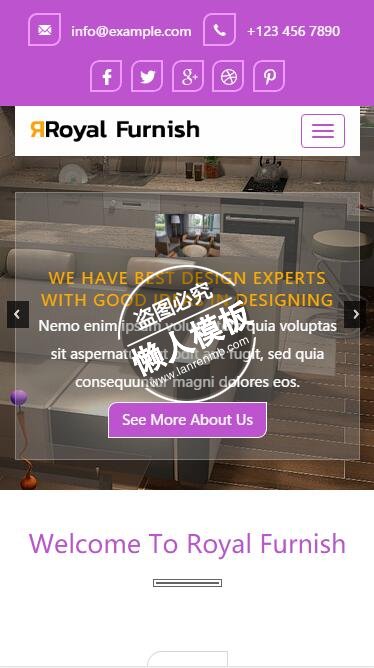 Royal Furnish紫色风格html5家居设计家具手机网站模板免费下载