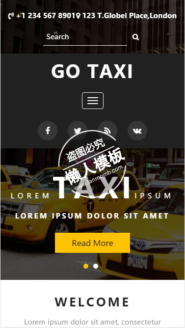 Go Taxi出租车团体html5旅行社旅游手机wap网站模板免费下载