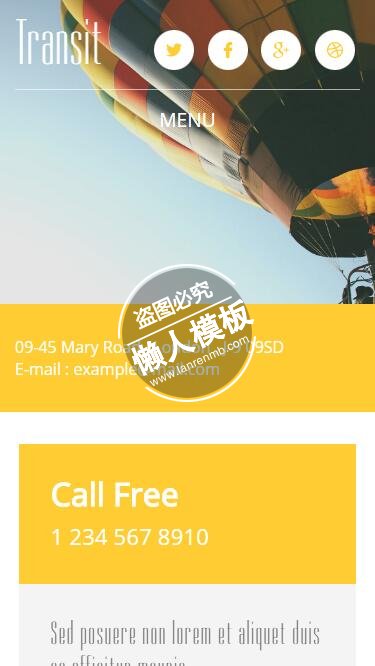 Transit热气球看名胜古迹html5旅行社旅游手机网站模板免费下载