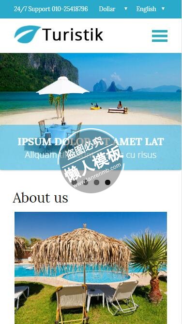Turistik海边度假生活html5旅行社旅游手机wap网站模板免费下载