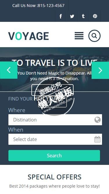 Voyage寻找你的假日html5旅行社旅游手机wap网站模板免费下载