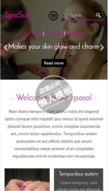 Spasol美丽化妆html5手机wap美容美发女性网站模板免费下载