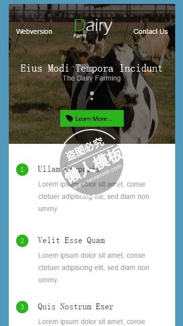 Dairy Farm奶牛牧场单页html5手机生态农业企业网站模板免费下载