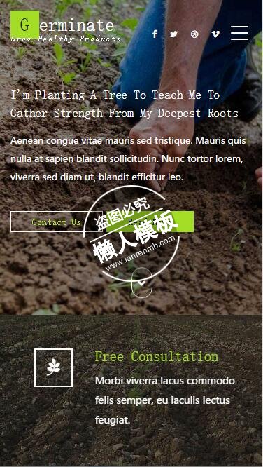 Germinate蔬菜种植培养html5手机生态农业企业网站模板免费下载