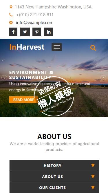 机器管理农作物大丰收html5手机生态农业企业网站模板免费下载