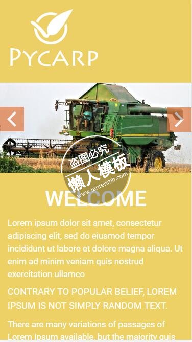 Pycrap金黄色背景农产品生产html5手机农业企业网站模板免费下载