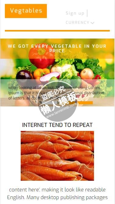 Vegetables新鲜蔬菜收获html5手机生态农业企业网站模板免费下载