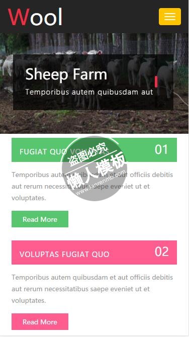 Wool羊毛的批量制造牧场html5手机农业企业网站模板免费下载