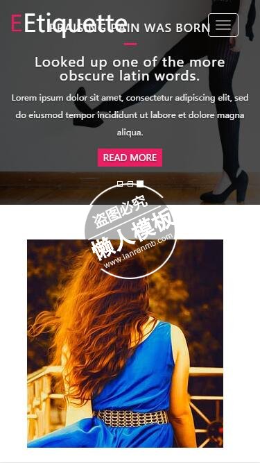 Etiquette女性全身装扮展示html5手机时尚女性网站模板免费下载