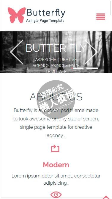 Butterfly红色蝴蝶风格html5公司企业手机wap网站模板免费下载