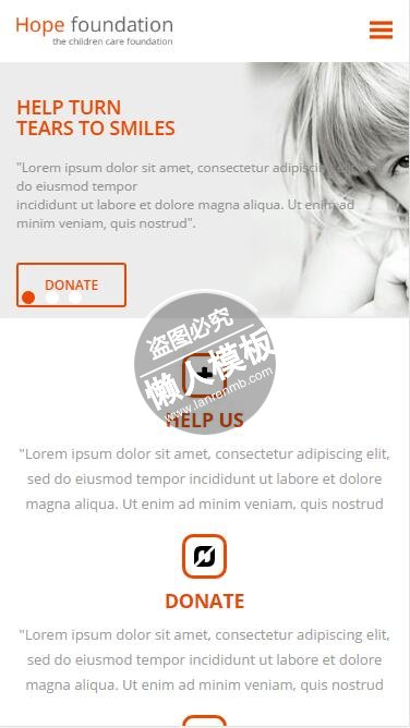 Hope Foundation帮助可爱孩子html5公益社交手机网站模板免费下载