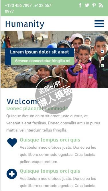 Humanity社会救助孩子html5公益社交手机网站模板免费下载