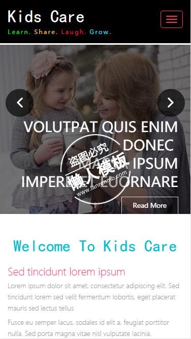 Kids Care照料孩子场所html5公益社交手机网站模板免费下载