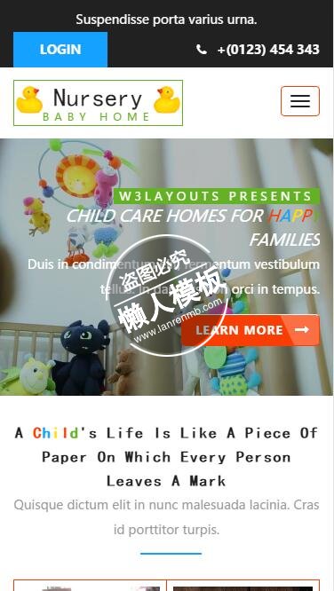 Nursery孩子的家html5动态视频背景手机wap网站模板免费下载