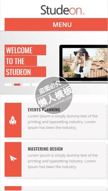 Studeon红色风格摄影站html5公司企业手机wap网站模板免费下载